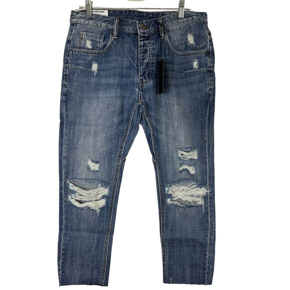 One Teaspoon Mr Whites Denim‎ Jeans SZ 32R Distressed Ripped Faded Streetwear - Picture 1 of 8